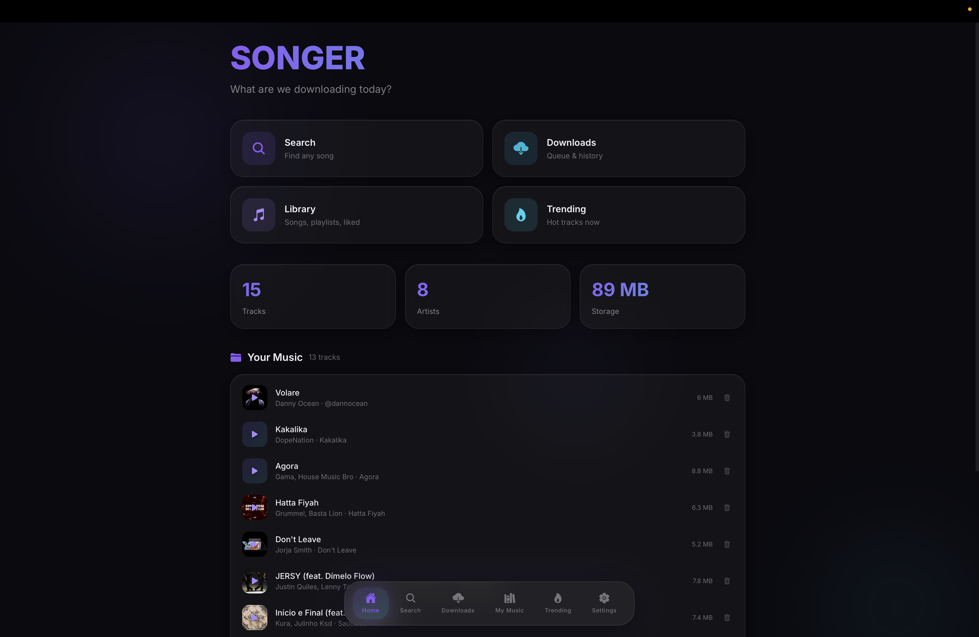 SONGER Home
